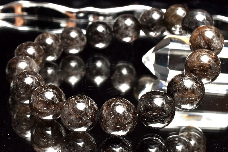 １点物 濃密内包 ブラックブロンズルチルクォーツ 12.5mm ブレスレット パワーストーン 天然石 _MC251