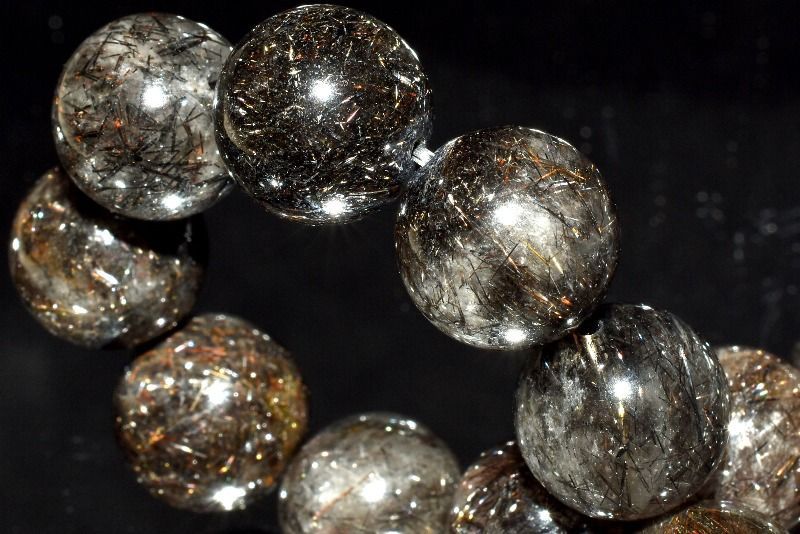 １点物 濃密内包 ブラックブロンズルチルクォーツ 12.5mm ブレスレット パワーストーン 天然石 _MC251