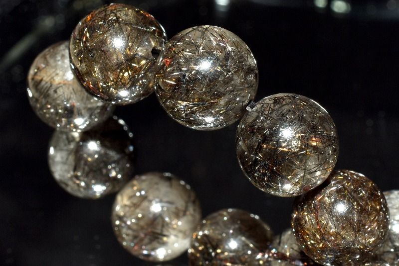 １点物 濃密内包 ブラックブロンズルチルクォーツ 11mm ブレスレット パワーストーン 天然石 _MC249