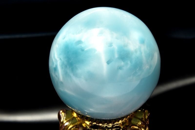 １点物 大珠 三大ヒーリング ラリマー 28mm 丸玉 台座付き スフィア パワーストーン 天然石 _CG6742 宅急便