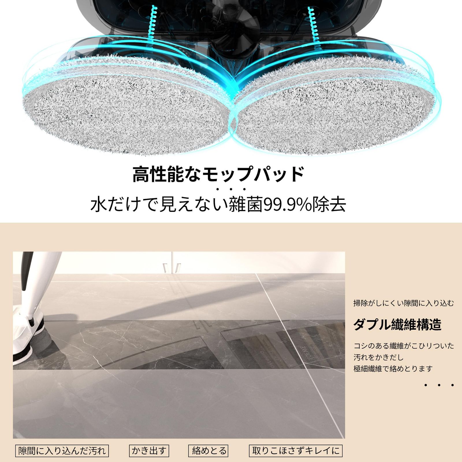 スチームクリーナー 高温スチームモップ スチーム掃除機 年末 年始 3段階蒸気量調節 床 玄関 水あか 油汚れ 家中どこでも使える 13点セット 1台多役 white