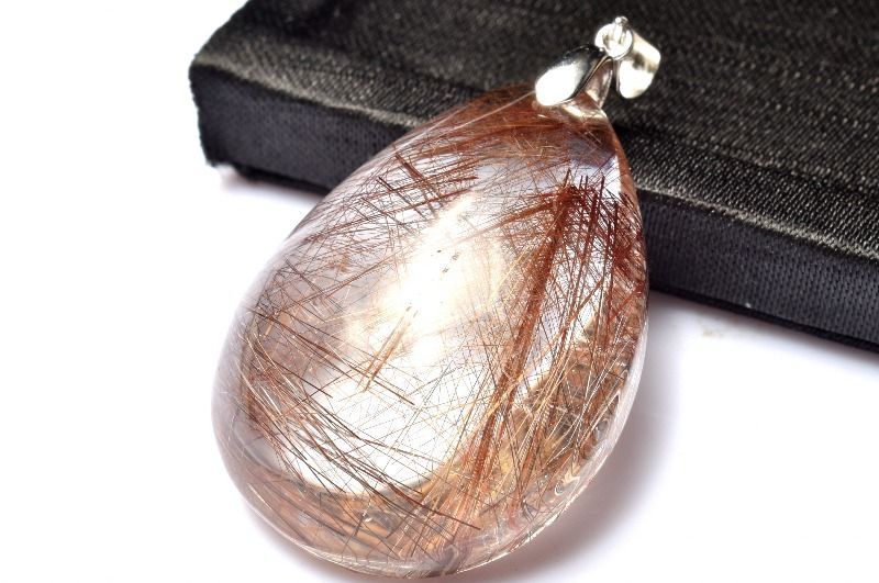１点物 シルバー925 高発色 ブロンズルチルクォーツ 35x27mm ドロップ ペンダントトップ パワーストーン 天然石 _PC6726 NEXPOTALLINN_EU