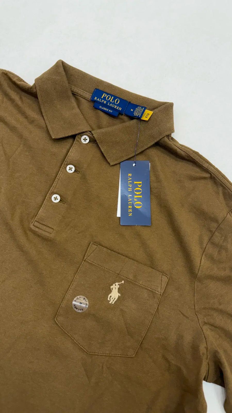 ポロ クラシックフィット ジャージ ポケット ポロTシャツ ブラウン M