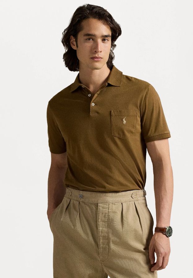ポロ クラシックフィット ジャージ ポケット ポロTシャツ | ブラウン | M