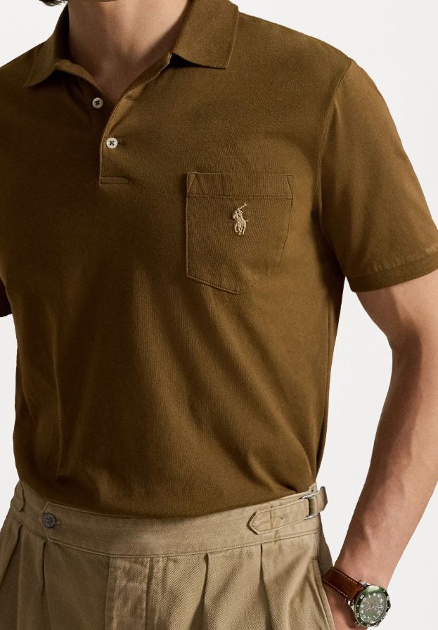 ポロ クラシックフィット ジャージ ポケット ポロTシャツ ブラウン M
