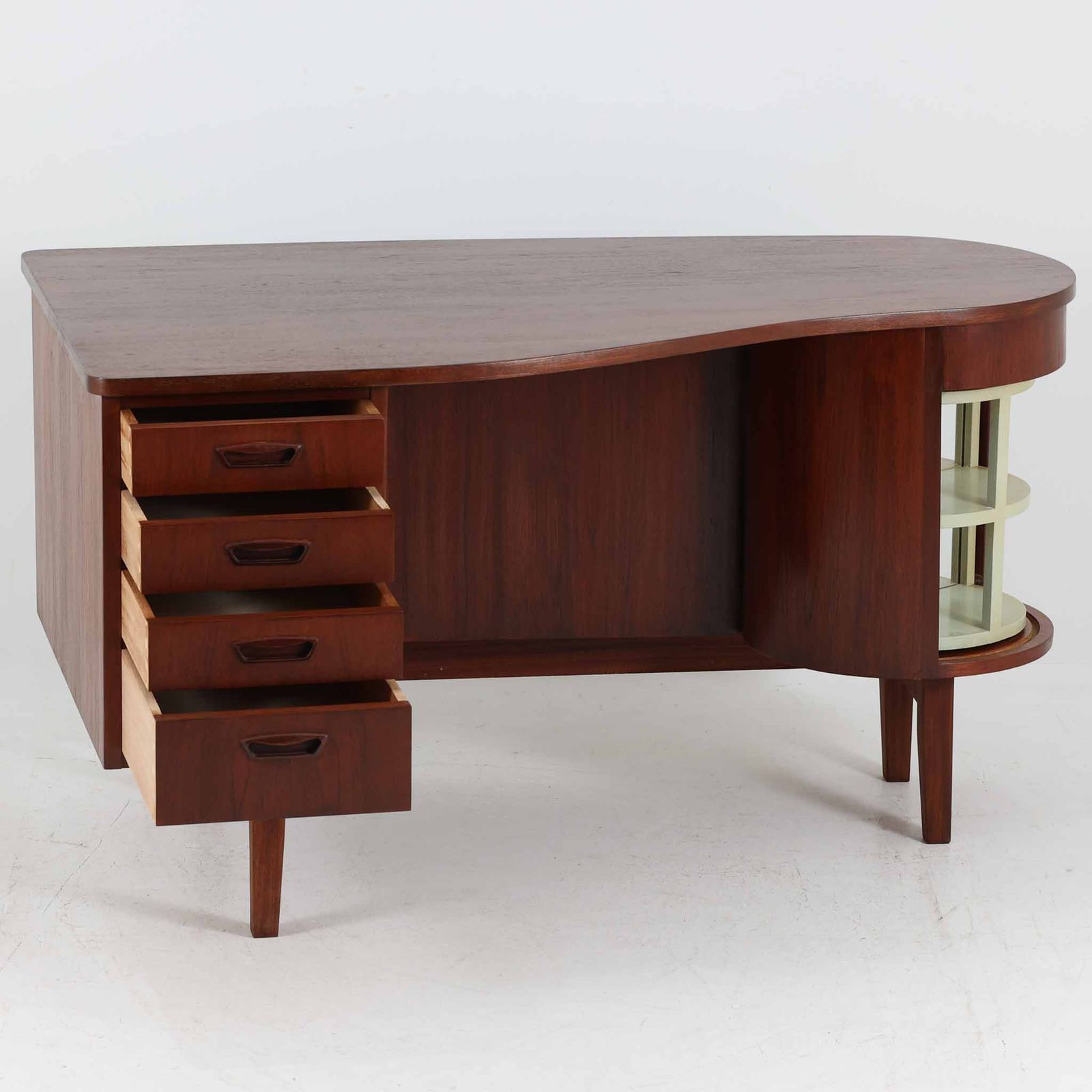 木製デスク 蛇腹収納