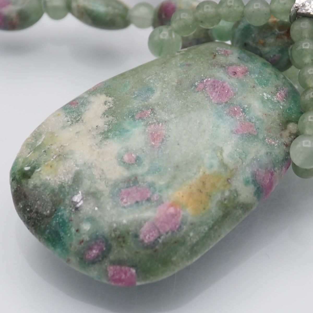 H227 ルビーインゾイサイト ダイヤモンド風 ペンダント ネックレス 大ぶり デザイン シルバー FORTGASGNV_COM_BR