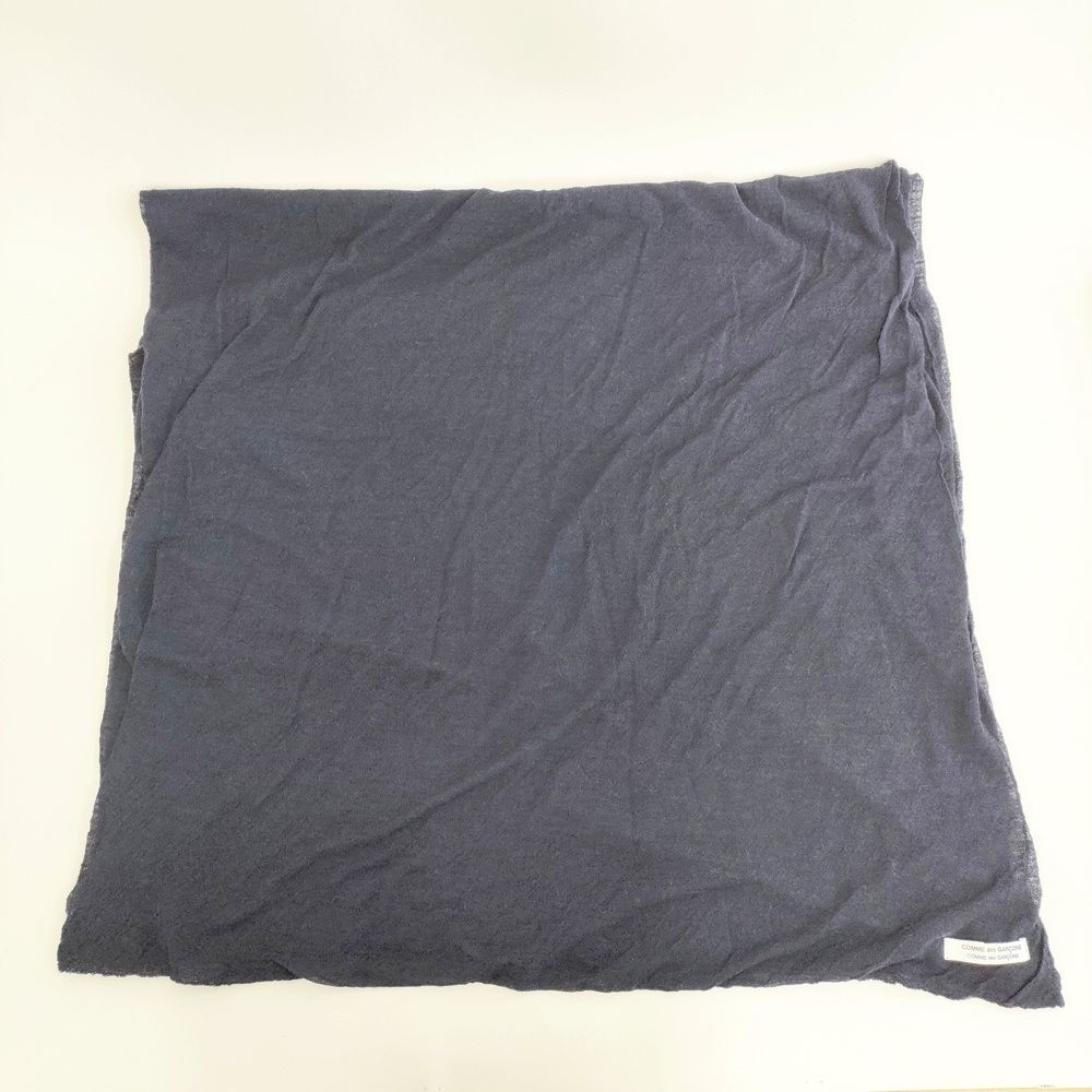 COMME des GARCONS COMME des GARCONS W20SL01 ウールアルパカ 縮絨2重ガーゼ 無地 大判 マフラー ストール ネイビー レディース コムデギャルソン|コムコム 5-1016T◎