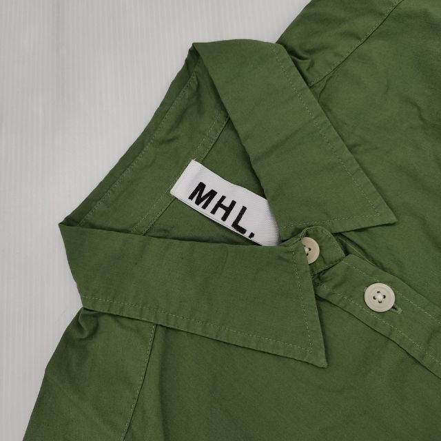 MHL. 595-153372 定価16800円 コットン 長袖シャツ グリーン