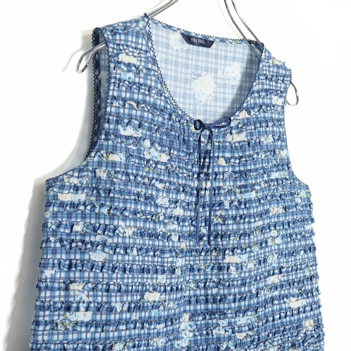 極美品】ピンクハウス☆かぶせ段々の替え裾付♪ノースリーブ ローン