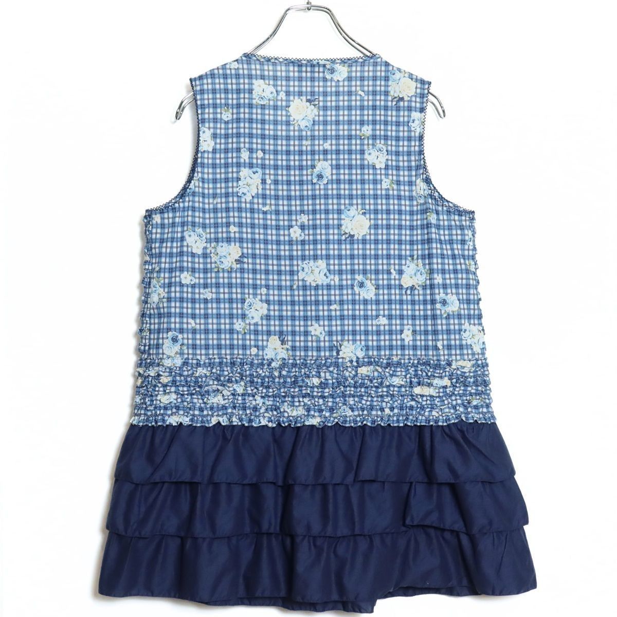 極美品】ピンクハウス☆かぶせ段々の替え裾付♪ノースリーブ ローン