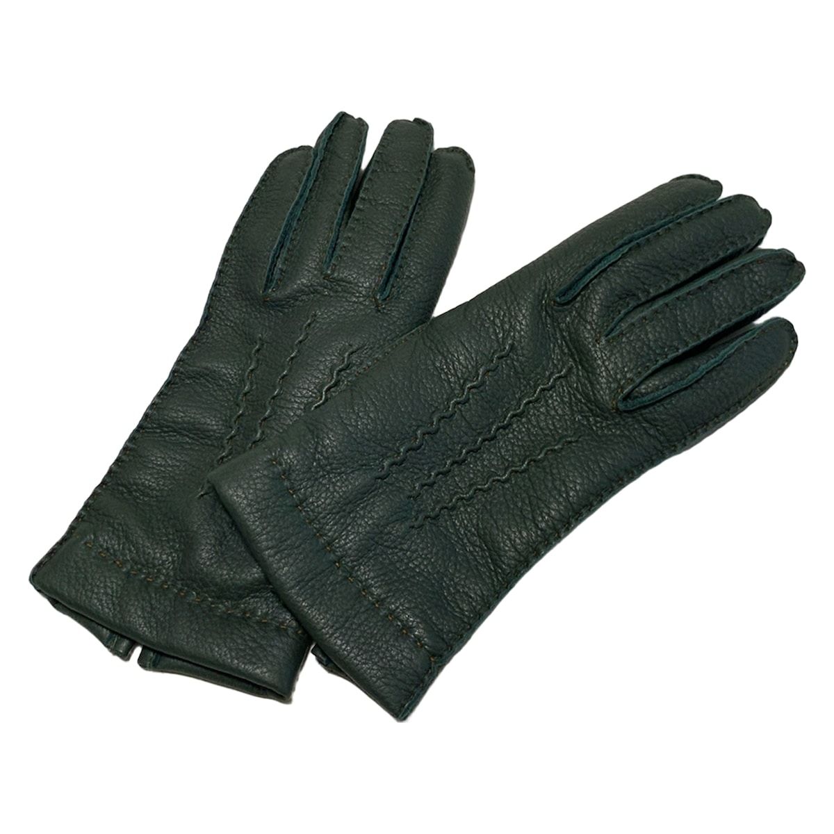 DENTS デンツ 手袋 レディース - ダークグリーン レザー