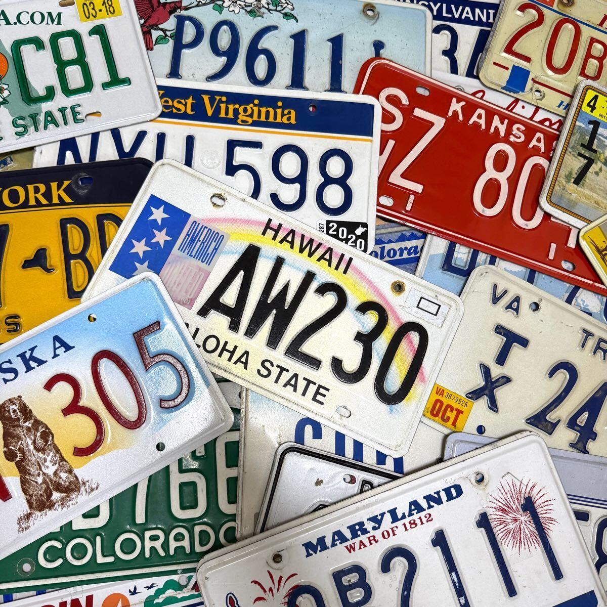50枚 ナンバープレート アメリカ ヴィンテージ セット USA 州別 自動車番号標 アンティーク 雑貨 ガレージ ディスプレイ まとめ売り まとめて 卸売 アメリカン ガレージ 昭和レトロ DIY アメ車 外車 シャビーシック 当時物 世田谷ベース 什器