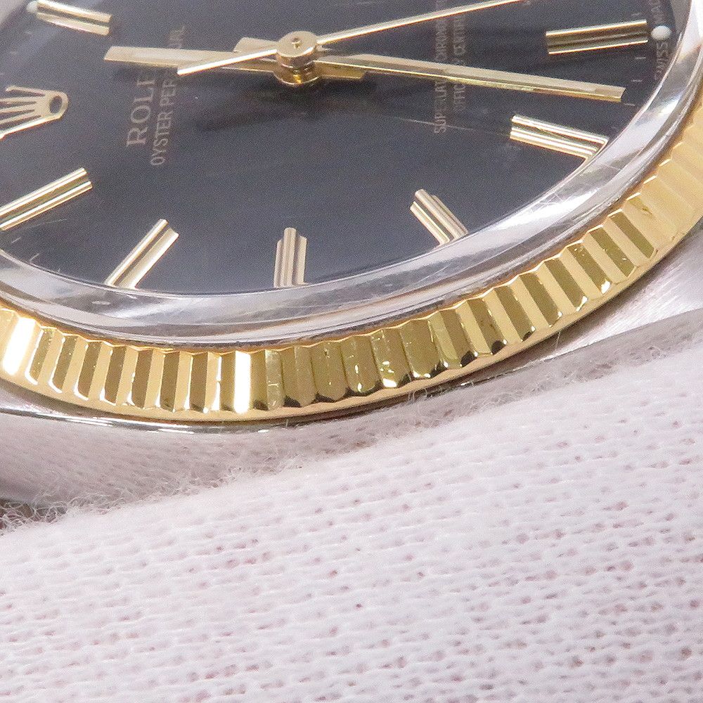 ロレックス オイスターパーペチュアル 81番 SS/K18YG 1005 ROLEX 腕時計 黒文字盤