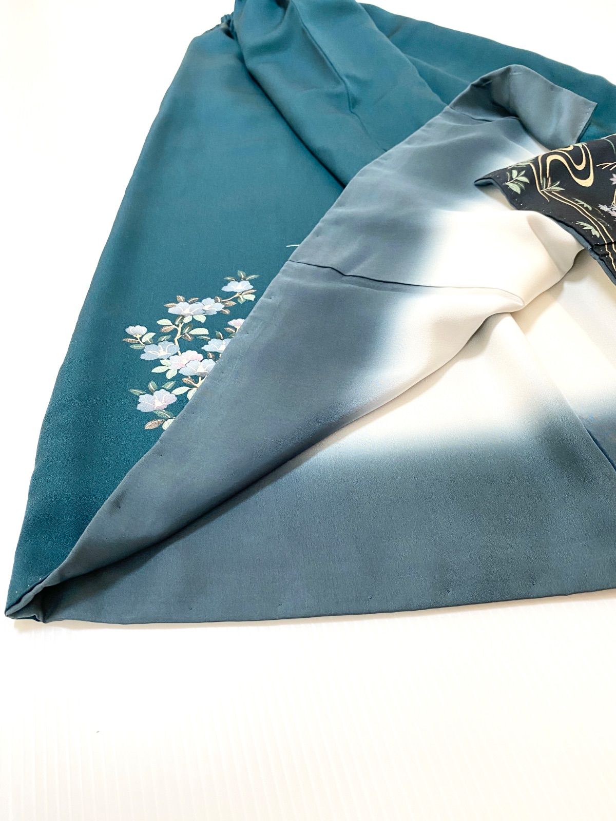 着物スカートフリーサイズ着物リメイクウエストゴムロングスカートフリーサイズ みハンドメイドNO.5806