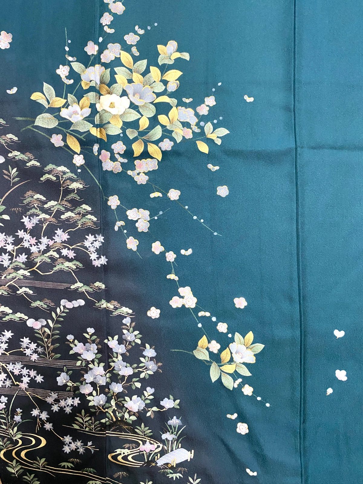 大人 着物スカートフリーサイズ着物リメイクウエストゴムロングスカートフリーサイズ みハンドメイドNO.5806 GULLKHAN_COM