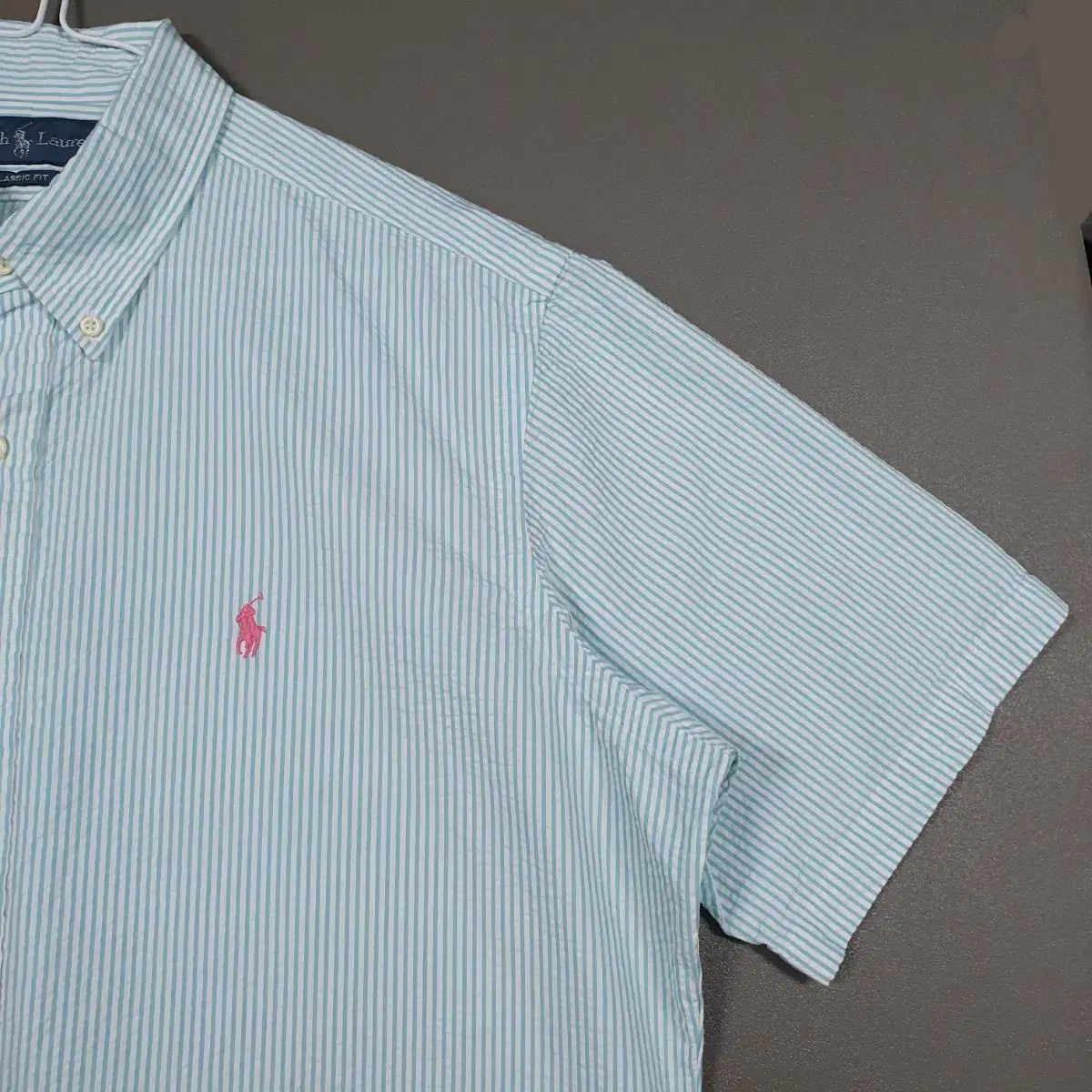 実寸 2XL ポロラルフローレン ポニー ボタンダウン シアサッカー 半袖 シャツ クラシックフィット