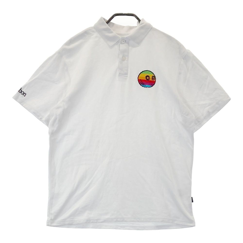 サイズ S MALBON GOLF マルボン ゴルフ BEAMS GOLF別注 レインボー 半袖ポロシャツ ホワイト系 240101460046 ゴルフウェア メンズ ストスト