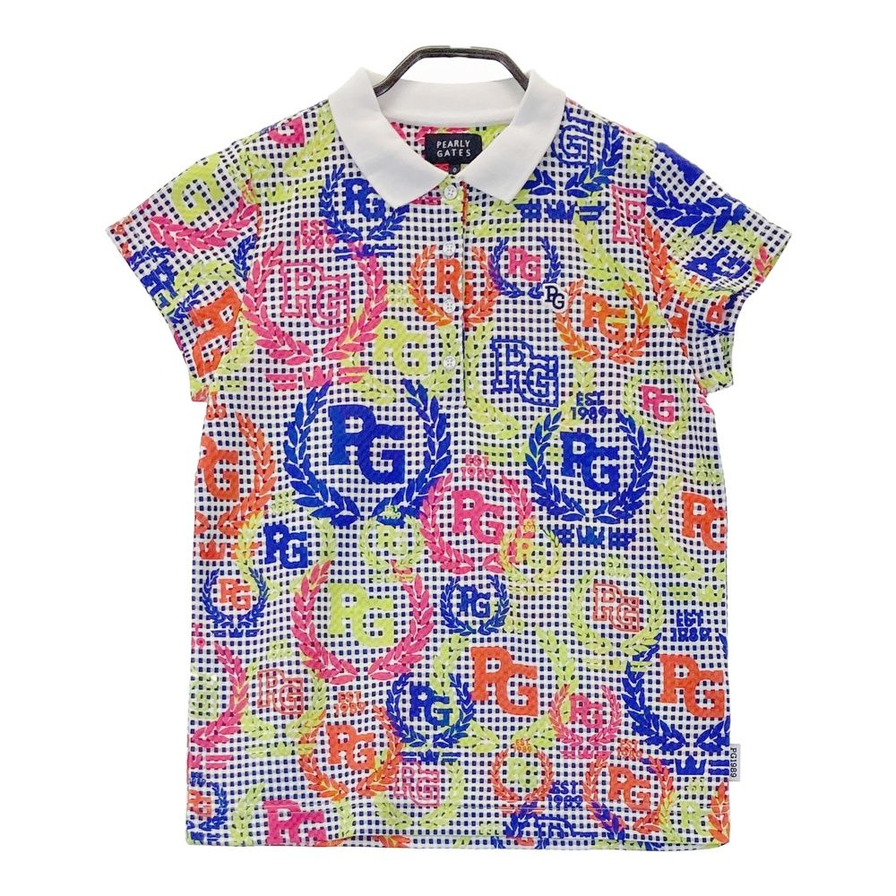 サイズ：0 PEARLY GATES パーリーゲイツ  半袖ポロシャツ ロゴ チェック柄 ネイビー系 [240101469208] ゴルフウェア レディース ストスト