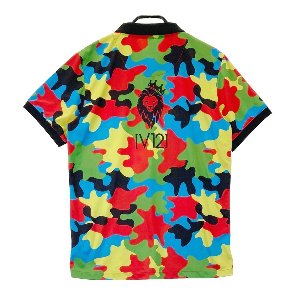 サイズ：XL V12 ヴィトゥエルヴ 半袖ポロシャツ ペイント 総柄