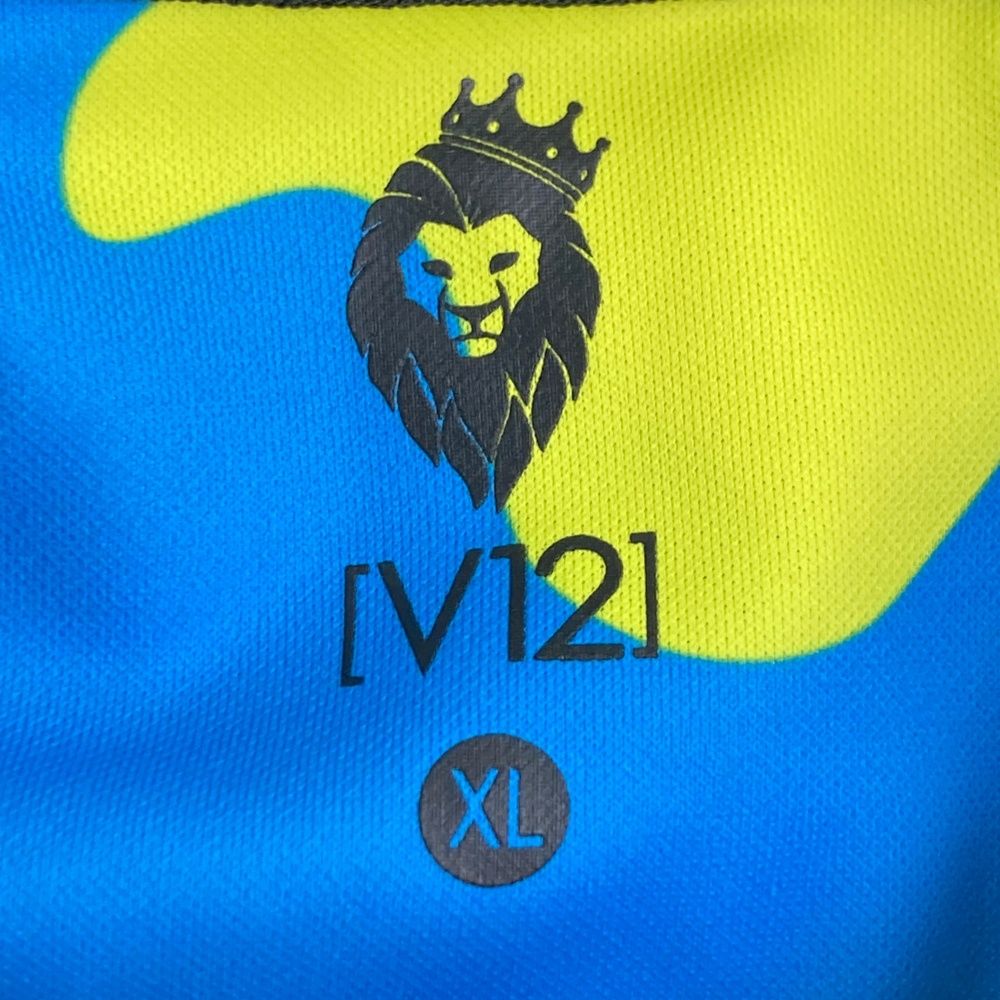 サイズ：XL V12 ヴィトゥエルヴ 半袖ポロシャツ ペイント 総柄