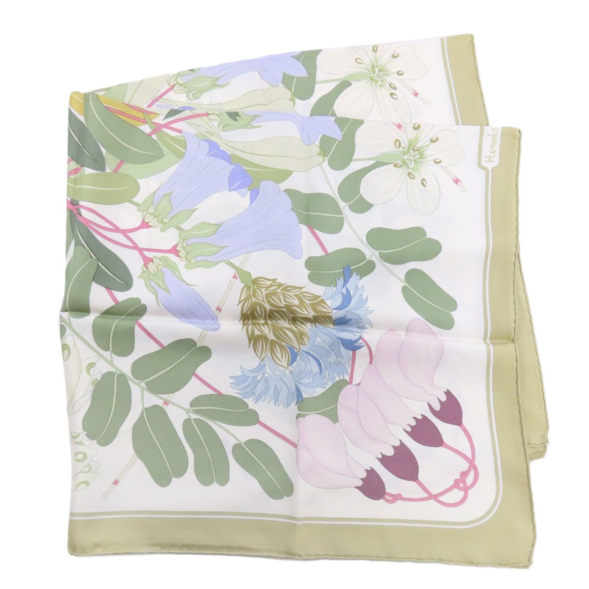 HERMES エルメス カレ90 ギリシャの花 スカーフ シルク レディース