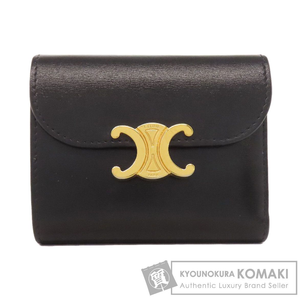 CELINE セリーヌ トリオンフ フラップ 二つ折り財布 小銭入れあり カーフ レディース