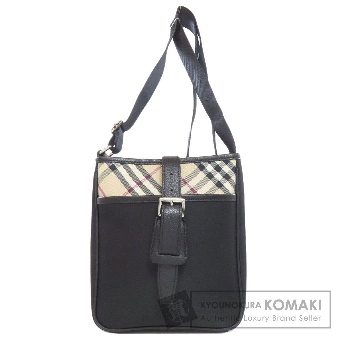 BURBERRY バーバリー ノバチェック ショルダーバッグ ナイロンキャンバス レザー レディース