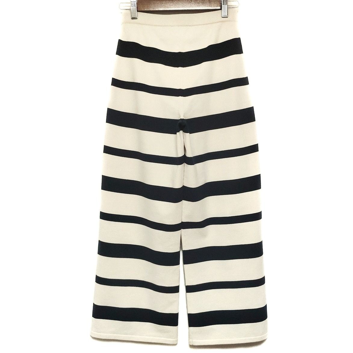S Max Mara マックスマーラ パンツ サイズS レディース - アイボリー×ダークネイビー フルレングス ボーダー ウエストゴム