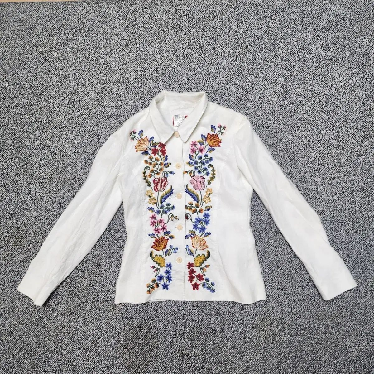 KENZO フラワー 刺繍 リネン レディース ジャケット 38サイズ