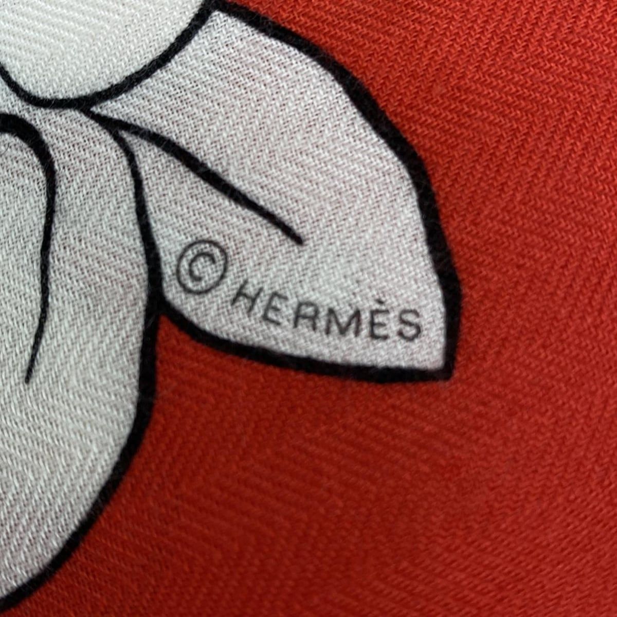 HERMES エルメス ストール ショール カレ140 レッド×ブラウン×マルチ LES LEOPARDS カシミヤ シルク