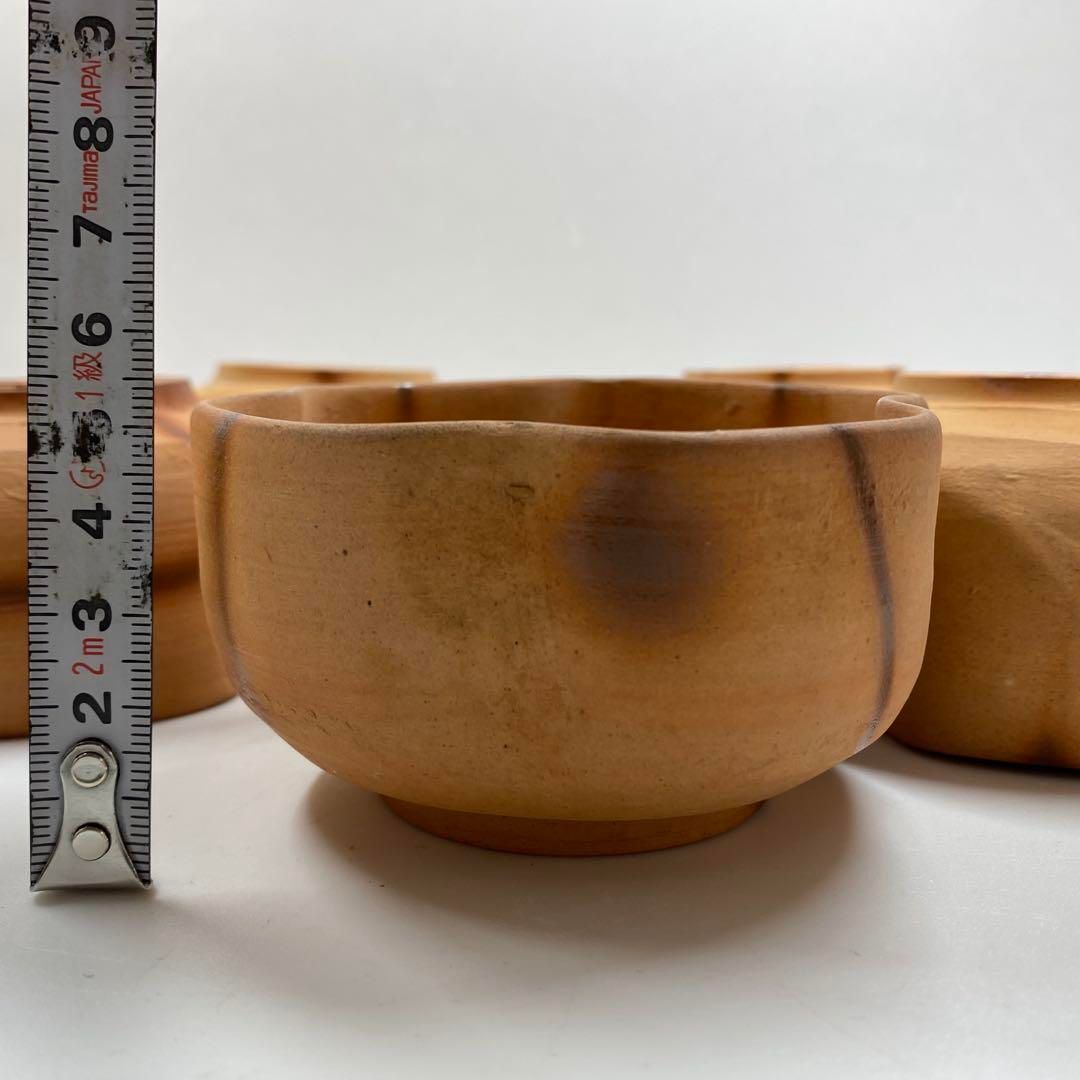 備前 木村友敬作 ひだすき向付5客 共箱 幅約9.5㎝ 東Y7-0115③タニオ