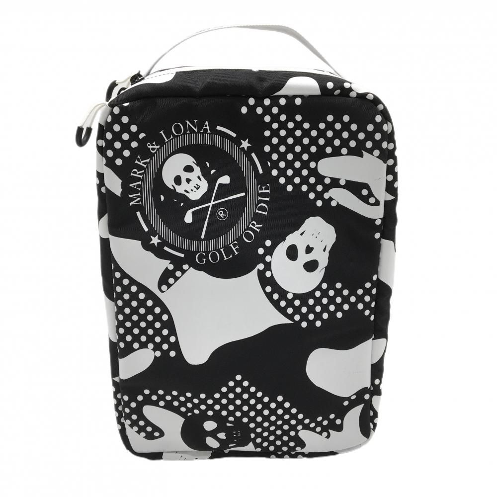 ショップ 【美品】マークアンドロナ シューズケース 黒×白 総柄 スカル