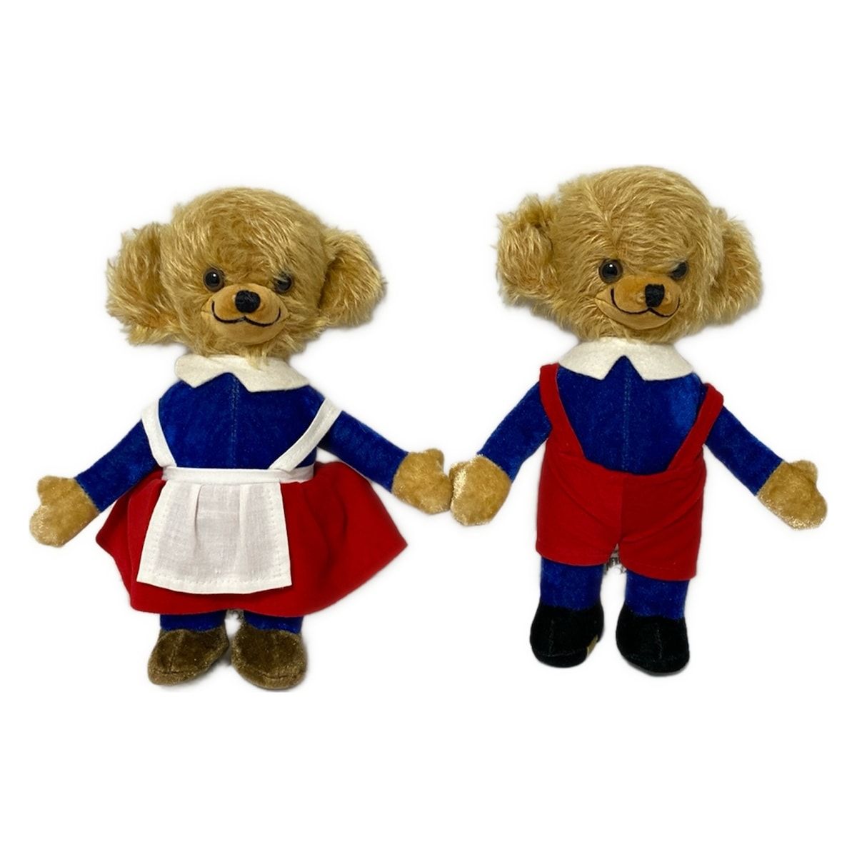 MERRY THOUGHT メリーソート ぬいぐるみ - ベージュ×ブルー×マルチ クマ|2体セット フェイクファー