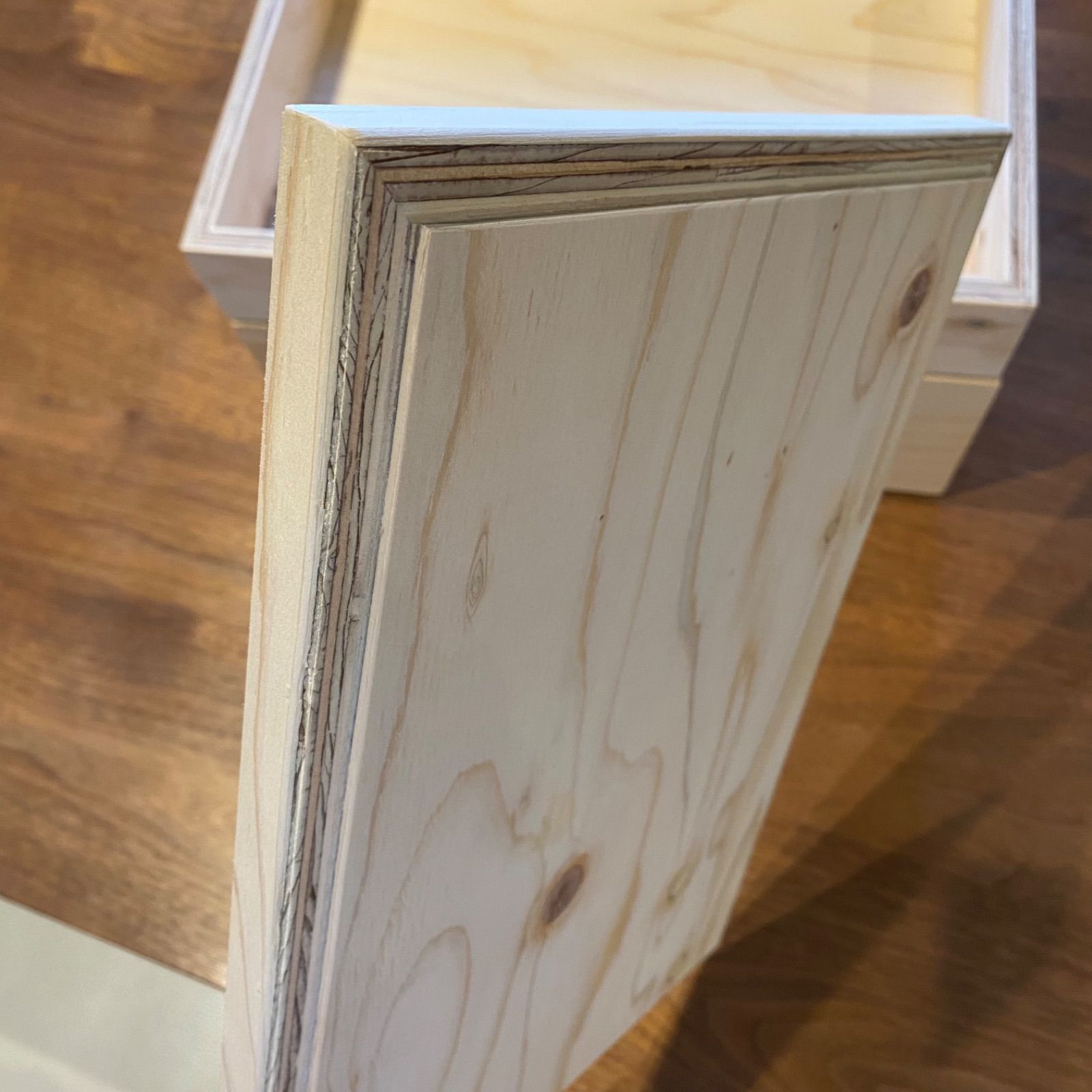 一 スタッキング小箱 中 箱×2 フタ×1個セット 積み重ね 重ねられる 木箱 木製品 ハガキ 小物収納 お茶パック 魅せる収納 ディスプレイ シェルフ 木工品 合板 NEXPOTALLINN_EU