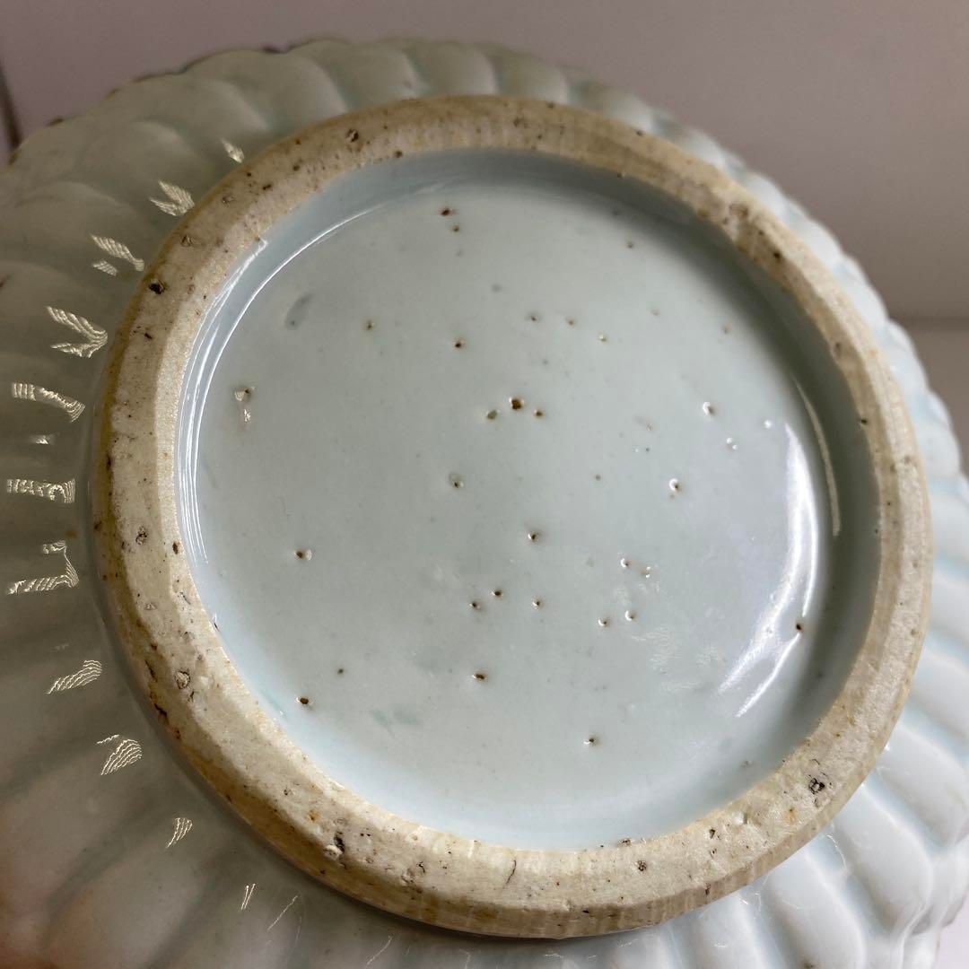 中国清末民初時代 古染付上手菊皿 約18.5㎝ 東Y7-0116☆2Fチコトヒ