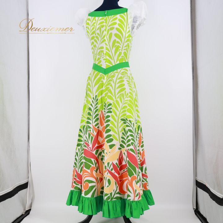 フラダンス 衣装 ワンピース ドレス グリーン系 アロハスタンダード