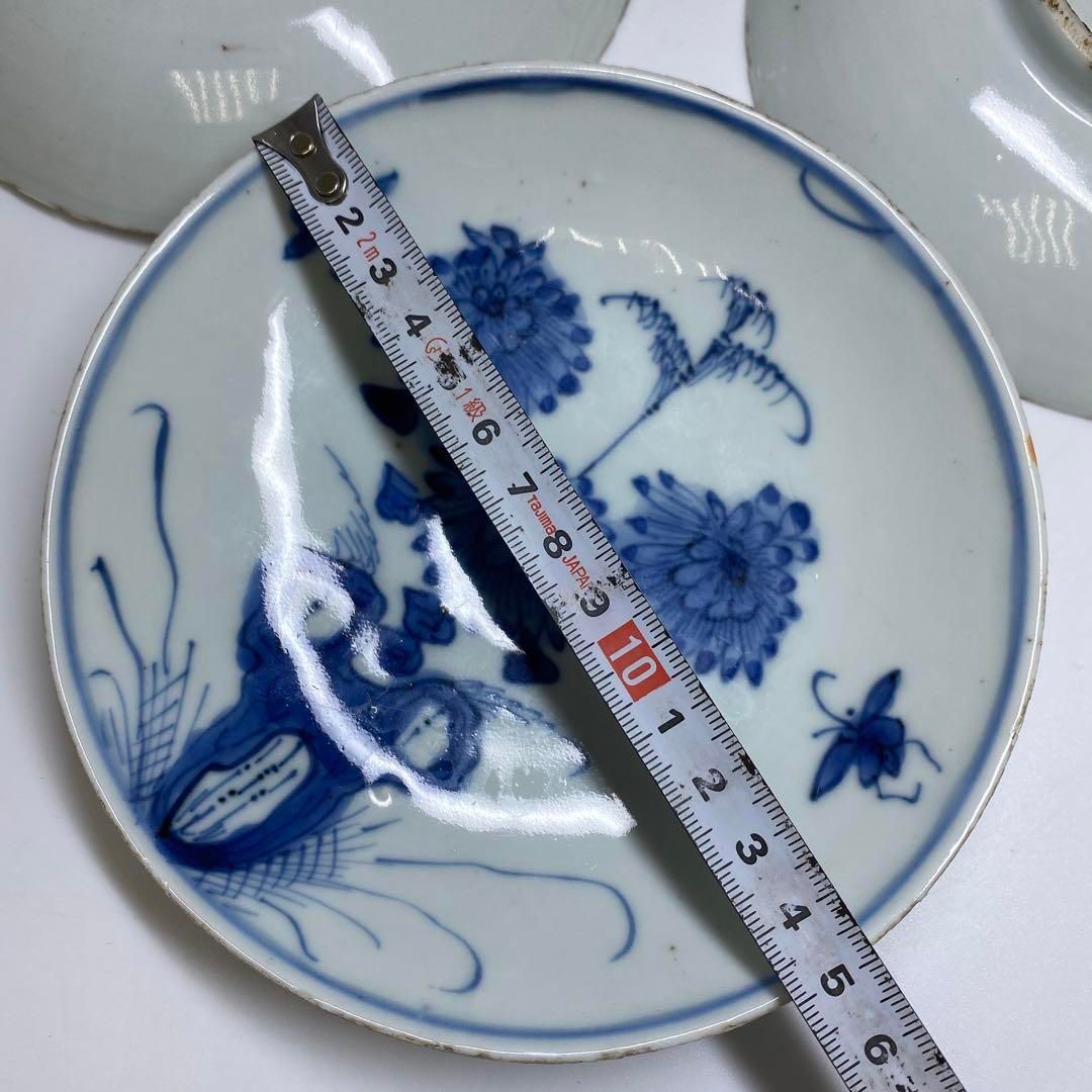 中国明時代　古染付上手菊図皿5枚　木箱付　約15.5㎝ 東Y7-0116☆2F 中国明時代 古染付上手菊図皿5枚 木箱付 約15.5㎝ 東Y7-0116☆2F