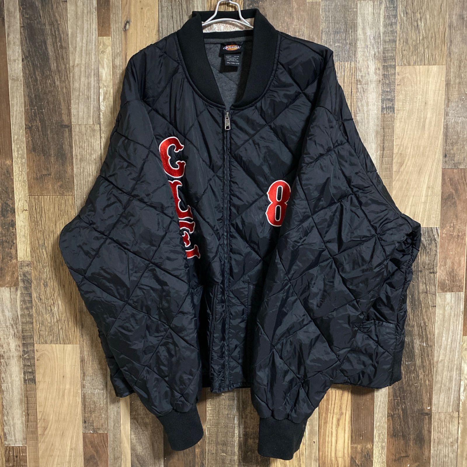 ディッキーズ 刺繍 ロゴ ブラック キルティングジャケット ナイロンジャケット CLE 81 フリスコチョッパーズ コラボ アウター メンズ 古着 長袖