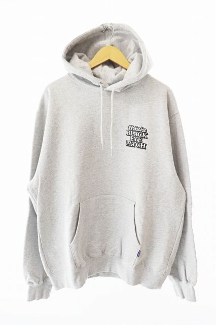 ブラックアイパッチ THE BLACK EYE PATCH × thisisneverthat ディスイズネバーザット Hoodie ロゴ プリント フーディー パーカー L グレー ブランド古着ベクトル 251030