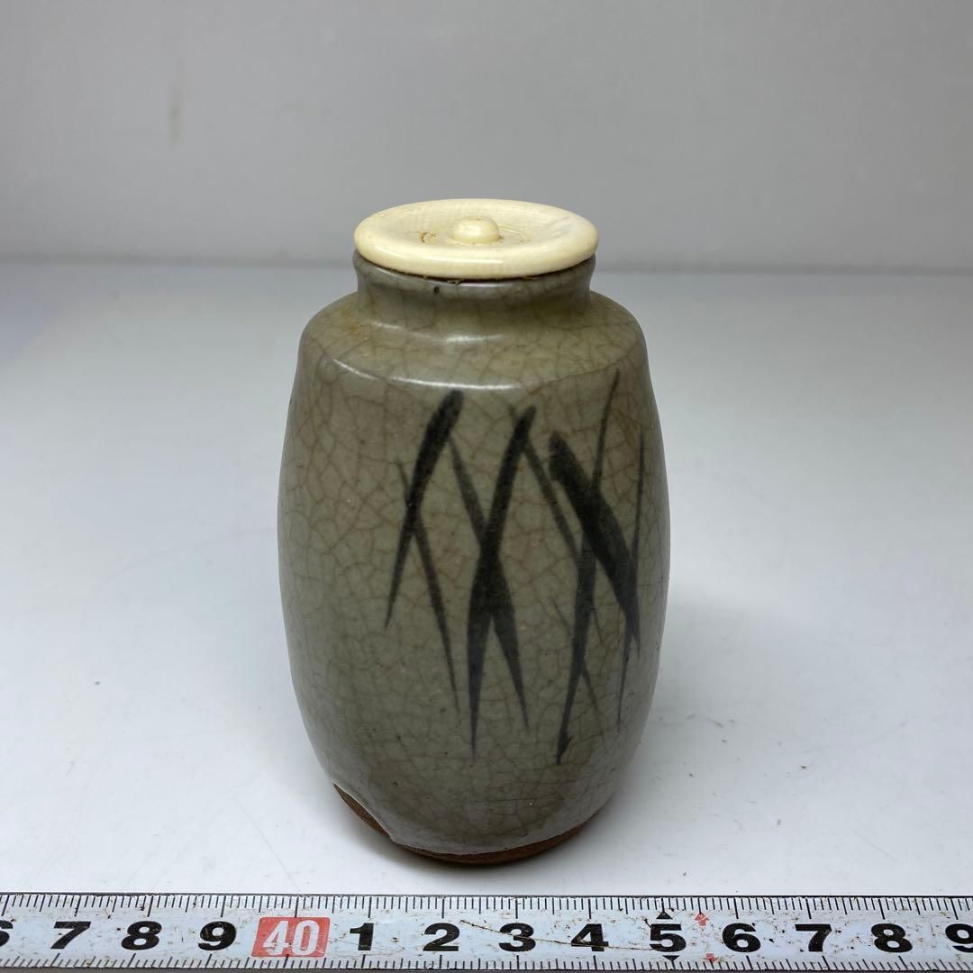 茶3 時代 古唐津 茶入 共箱 高さ9.5㎝ 東里7-0116