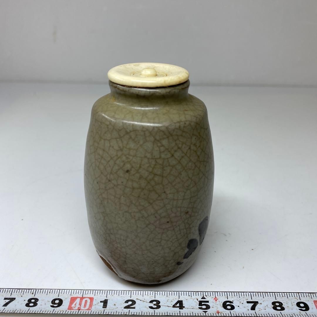 茶3 時代 古唐津 茶入 共箱 高さ9.5㎝ 東里7-0116