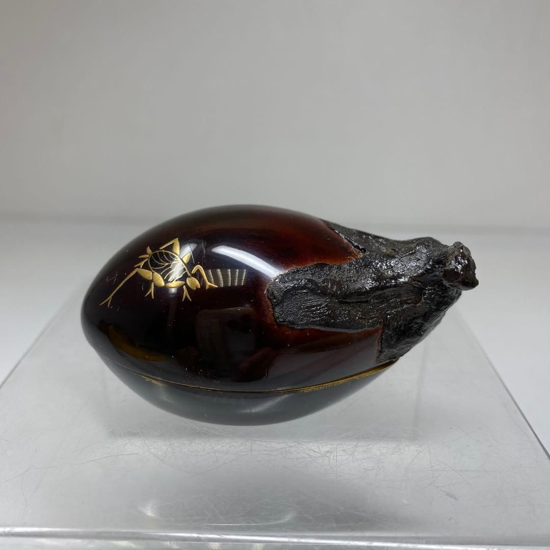 西塚朝光 輪島塗茄子香合 共箱 最大幅約7㎝ 東里7-0116 2F