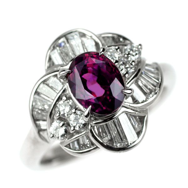Pt900 パープル サファイア ダイヤモンド リング 1.99ct D0.78ct