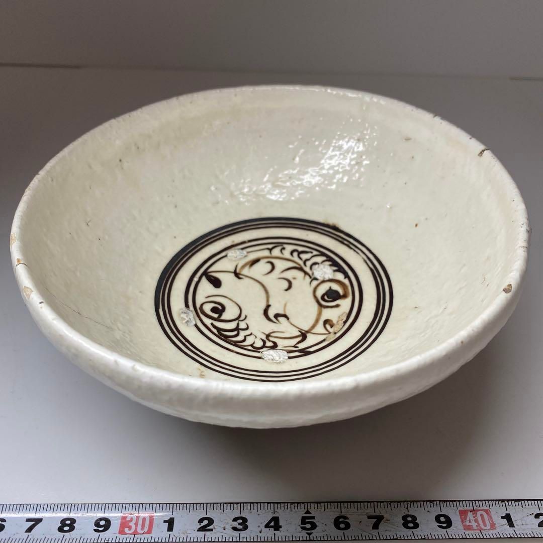 中国明時代 磁州窯鉄絵鉢 幅16.3㎝ 東Y7-0117 2Fタルオ