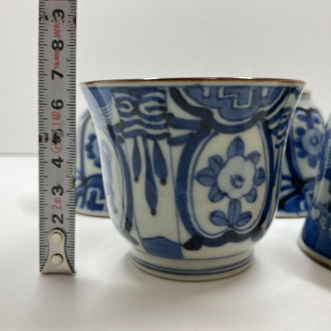 香山精製 ショップ 染付そば猪口5客 口径約8.5㎝ 東Y7-0117① 香山精製