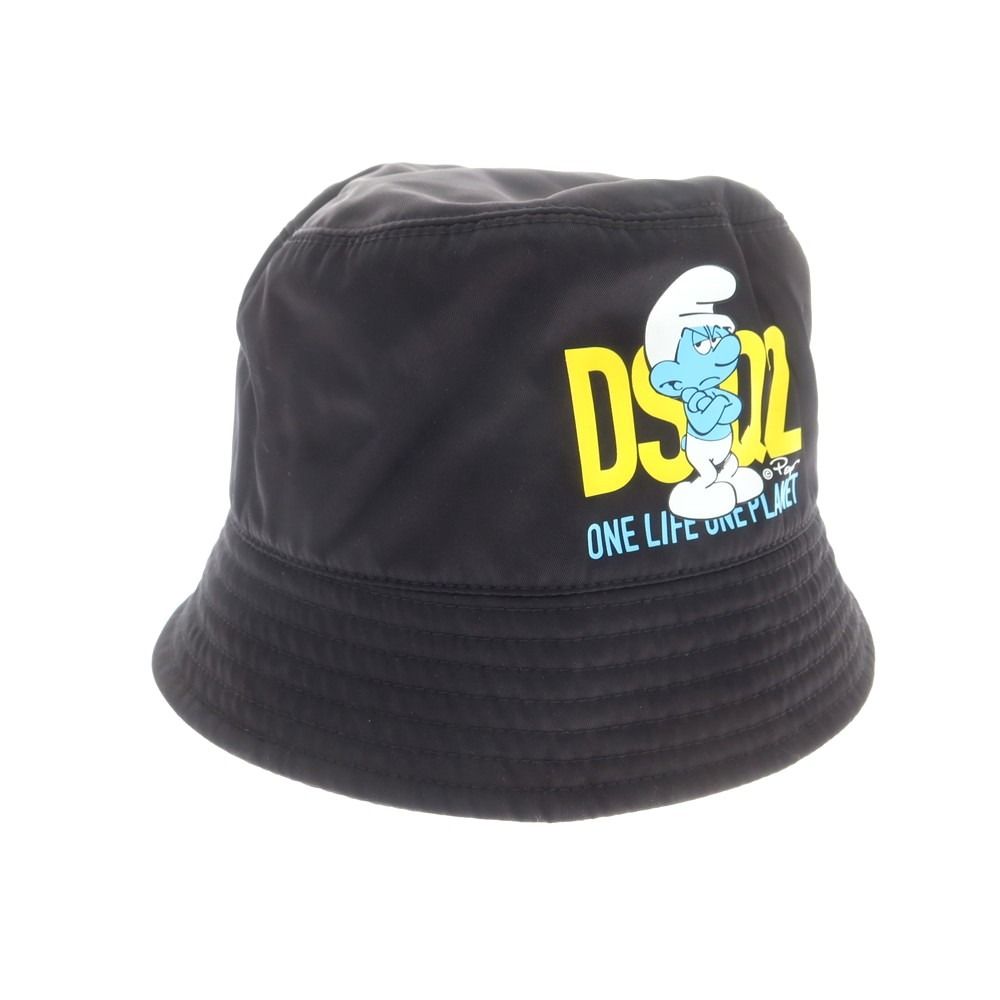 ディースクエアード × SMURFS ナイロン バケットハット ブラック サイズL メンズ