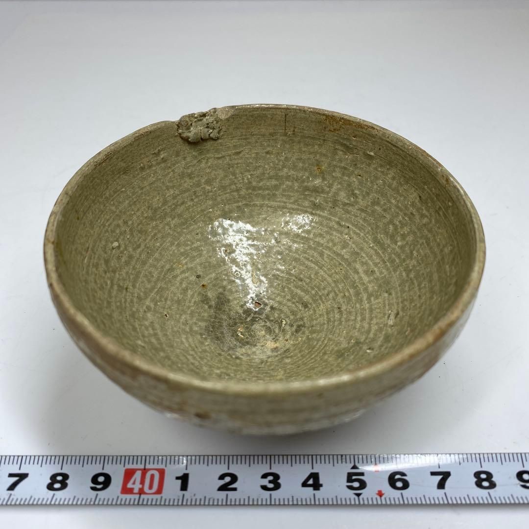 中国古玩 青磁茶碗 口径9.5㎝ 東里7-0117