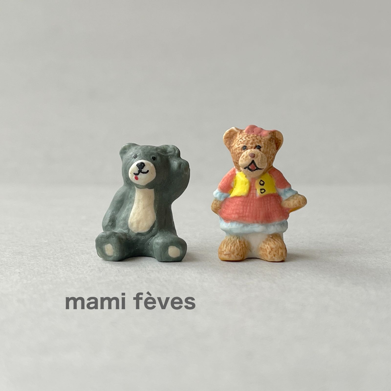 フェーヴ くま テディベア 2個 フランス フェーブ ミニチュア陶器