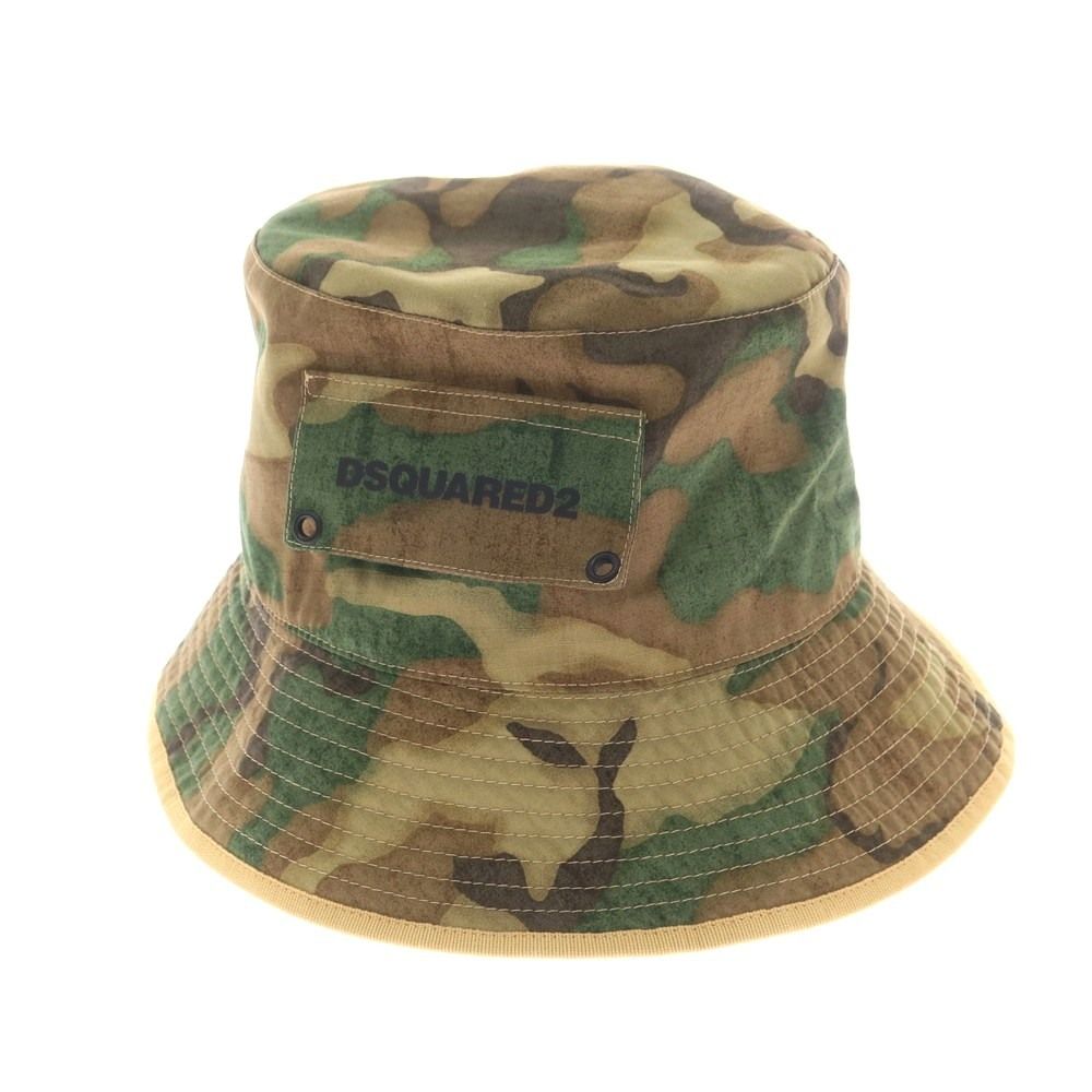ディースクエアード DSQUARED2 コットン カモフラ バケットハット カーキ系 サイズL メンズ